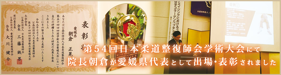 第54回日本柔道整復師学術大会にで表彰されました